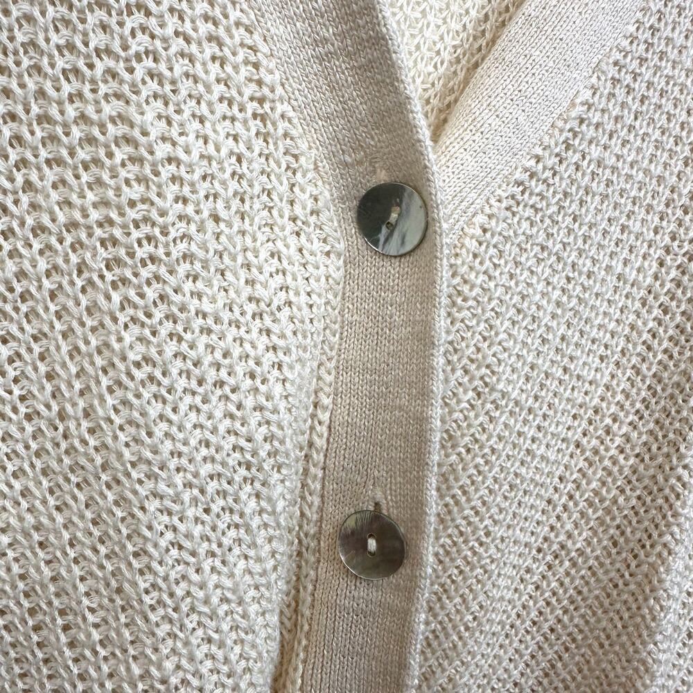 Faherty Cream Ribbed V-Neck Cardigan - Picture 9 of 14